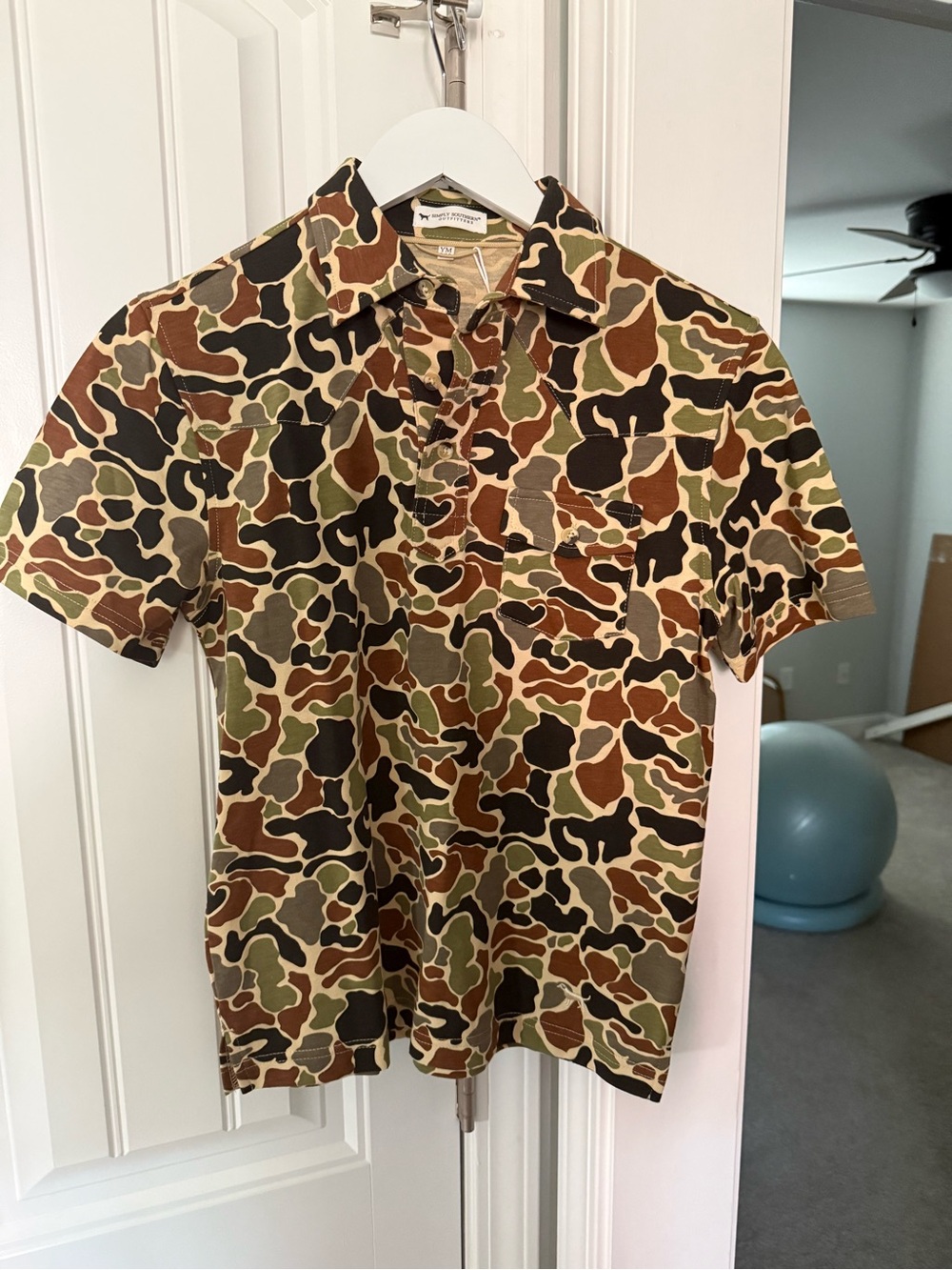 Boy's Camouflage Short Sleeve Polo Shirt - Brown/Green